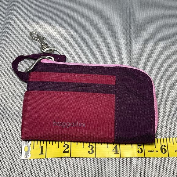 Baggallini Rfid Card Wallet Nylon Mulberry Color Block Zip Coin Pouch Convenient - Picture 7 of 8